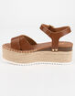 SODA High Ankle Strap Womens Tan Flatform Sandals image number 3