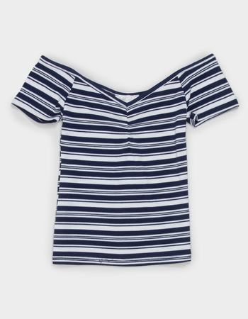 FULL TILT Stripe Cinch Girls Tee Alternative Image