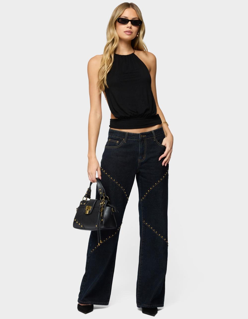 EDIKTED Charla Stud Low Rise Baggy Jeans image number 4