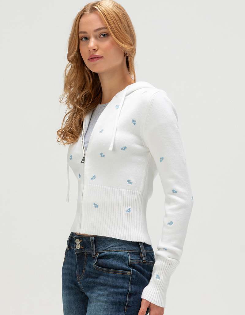 RSQ Womens Embroidered Zip-Up Sweater image number 2