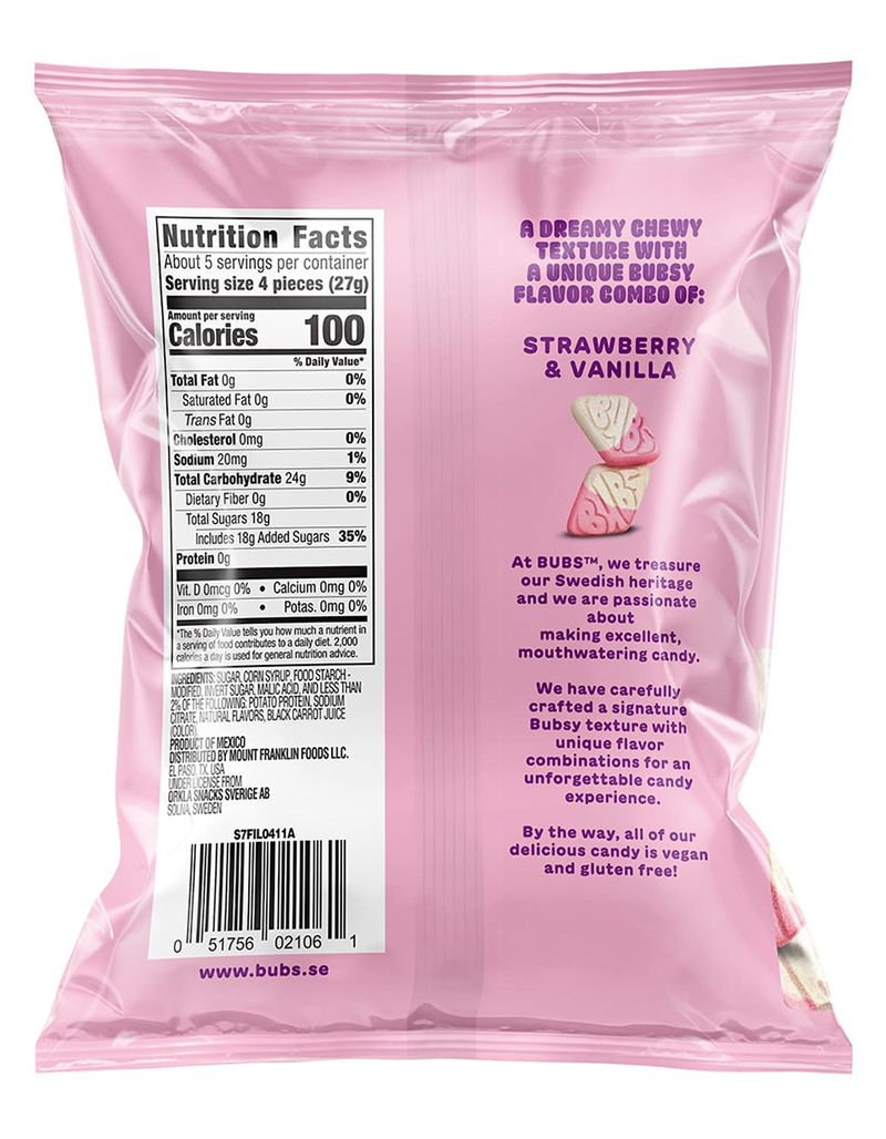 BUBS Sour Diamond Strawberry Vanilla Candy image number 2