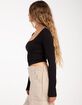 FULL TILT Seamless Square Neck Womens Crop Long Sleeve Top image number 3
