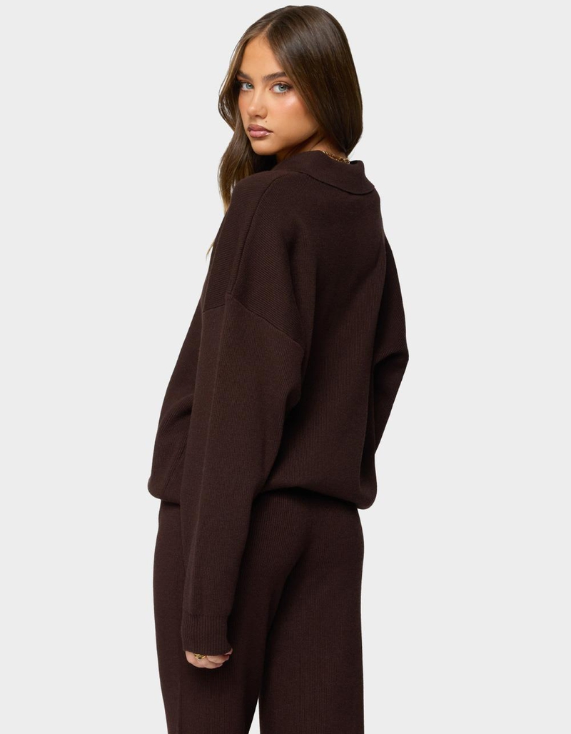 EDIKTED Lorie Oversized Knit Polo Sweater image number 2