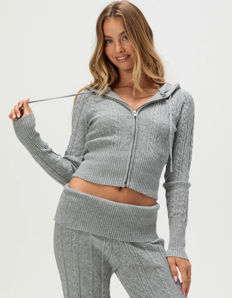 FULL TILT Cable Knit Womens Zip-Up Hoodie image number 2