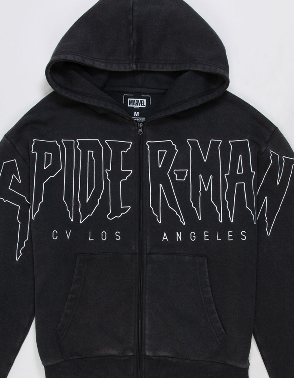 CVLA x Marvel Spider-Man Sigil Mens Zip-Up Hoodie - WASHED BLACK