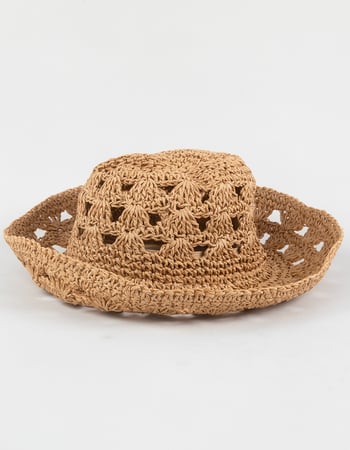 Laser Cut Womens Straw Bucket Hat Alternative Image