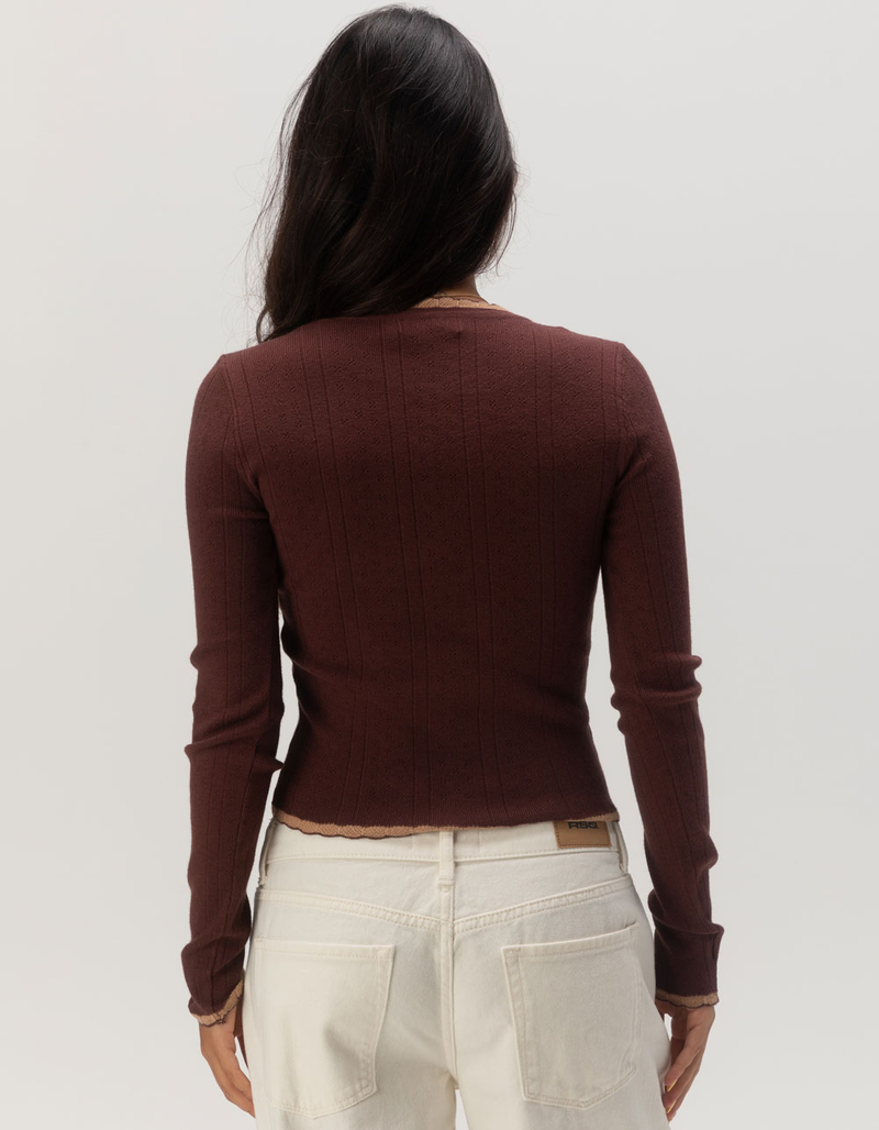 RSQ Womens Scallop Tipped Cardigan image number 3