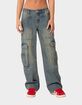 EDIKTED Westie Low Rise Washed Cargo Jeans image number 1