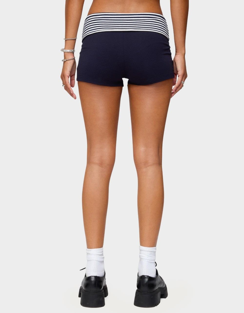 EDIKTED 76 Stripey Fold Over Shorts image number 2