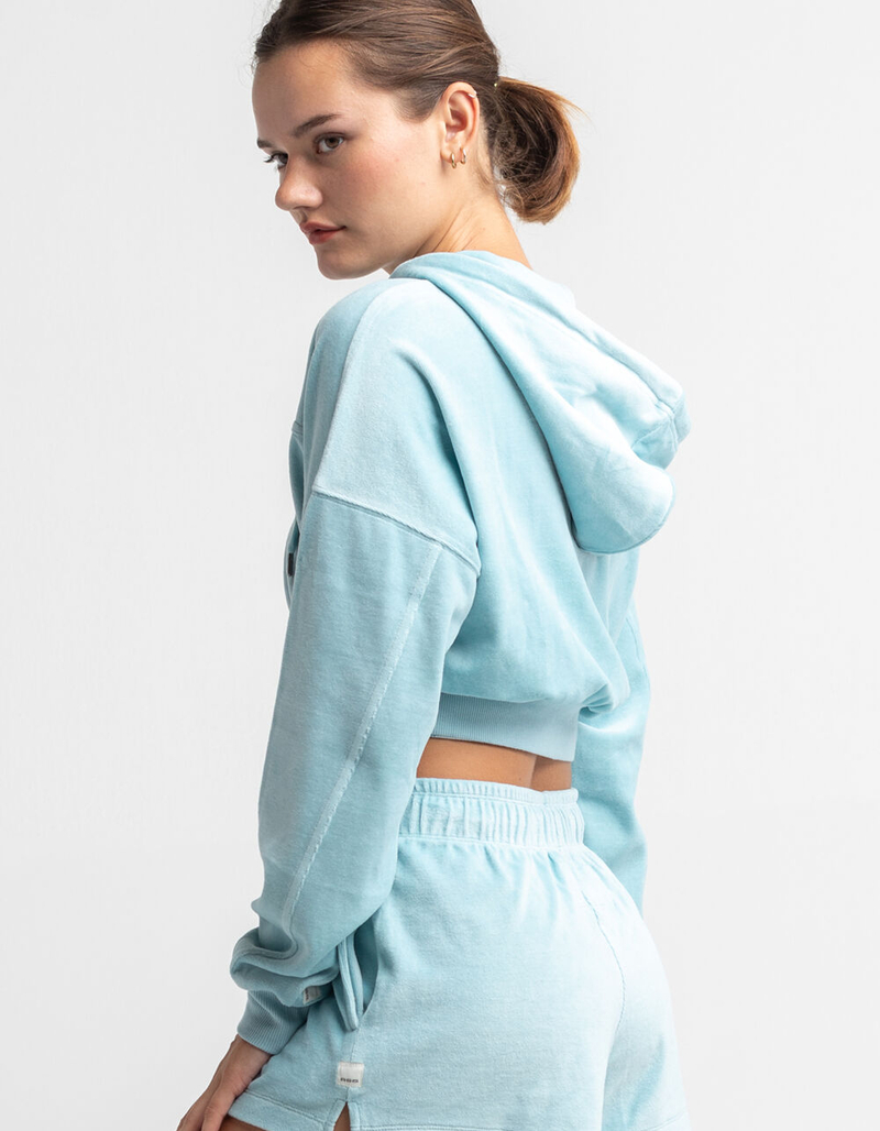 RSQ Womens Blue Velour Zip Up Hoodie image number 2
