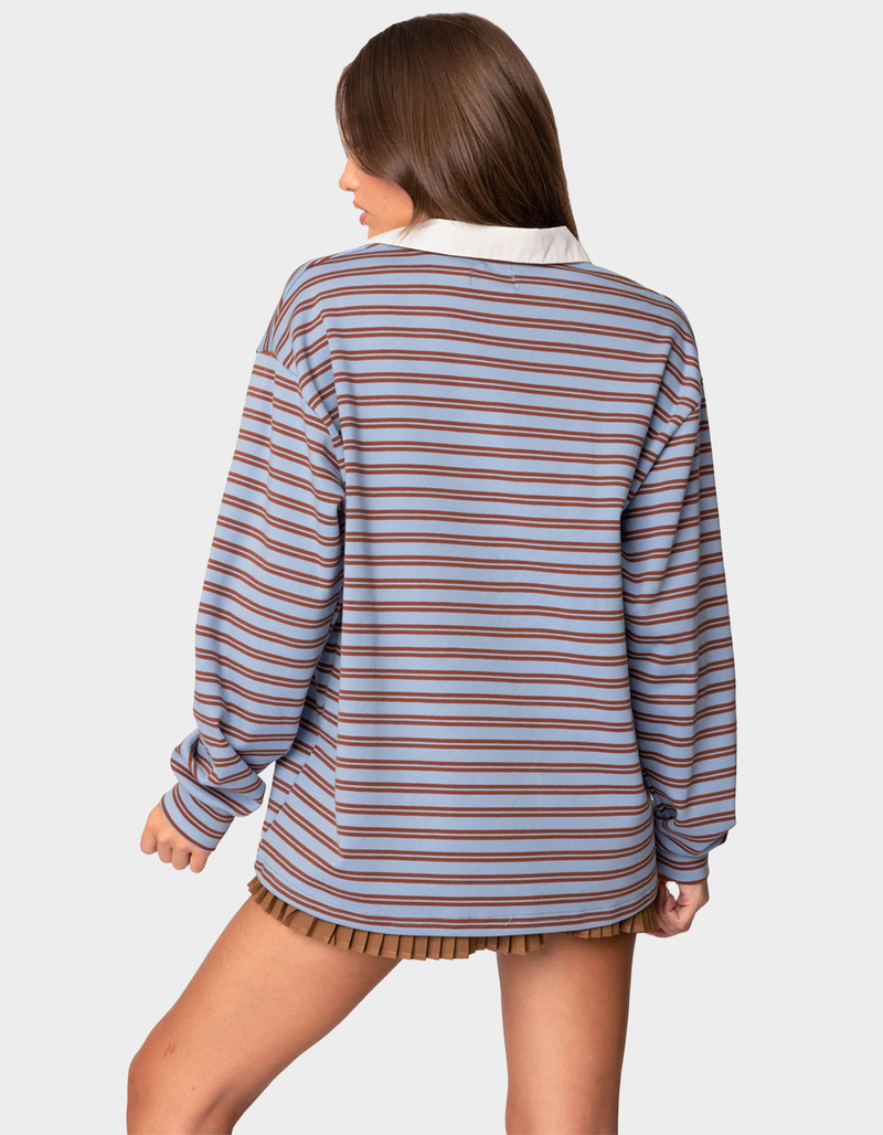 EDIKTED Stripey Oversized Collared Shirt image number 4