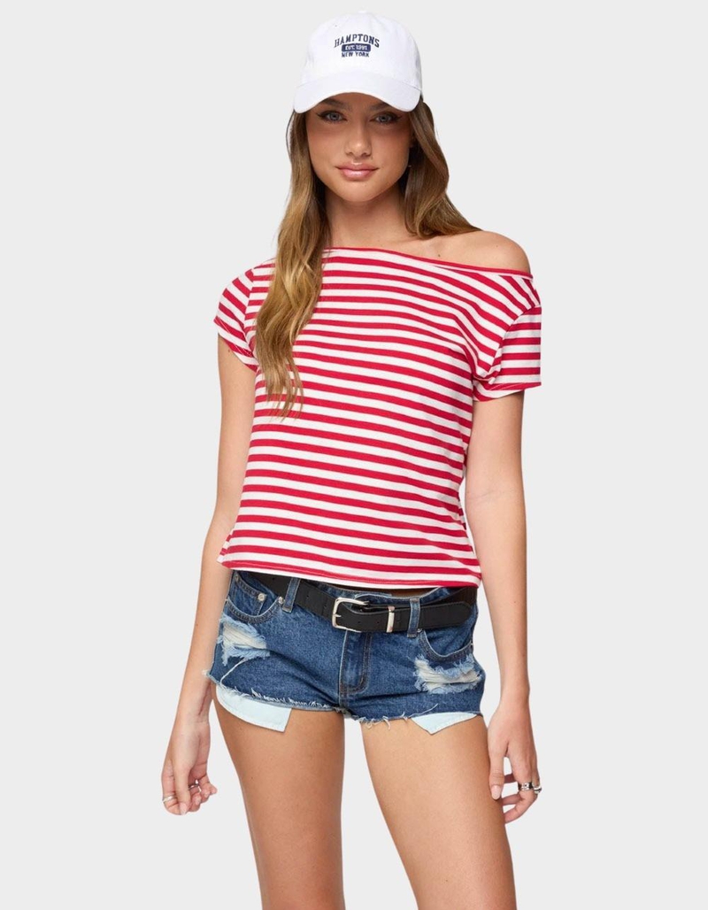 EDIKTED Aretha Striped Off Shoulder Top image number 0