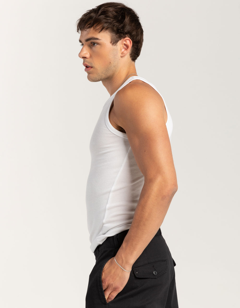 men's white fitted dress tank top Men's 4pk Ribbed Tank Top
