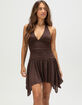 FULL TILT Ruched Sparkle Womens Halter Dress image number 2