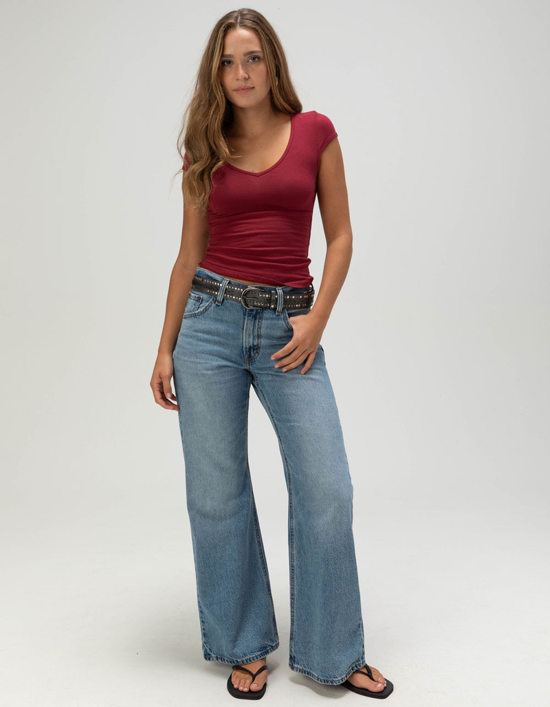 TILLYS Womens V-Neck Cap Sleeve Top image number 1