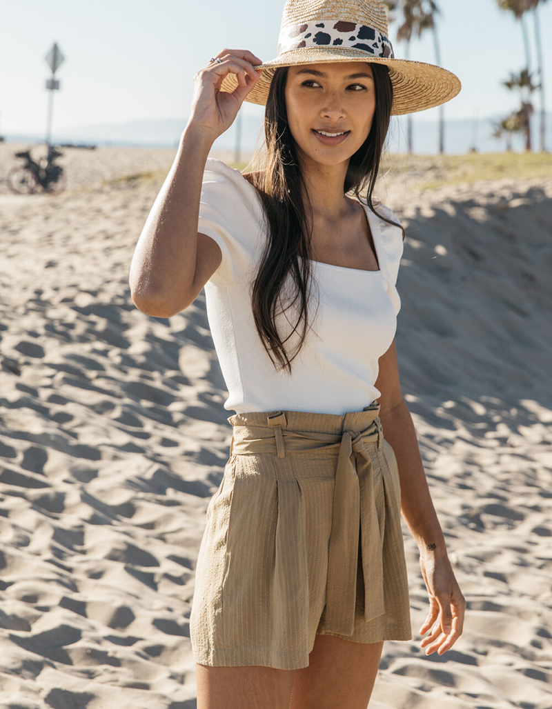 WEST OF MELROSE Pleat Me To It Womens Paperbag Shorts image number 0