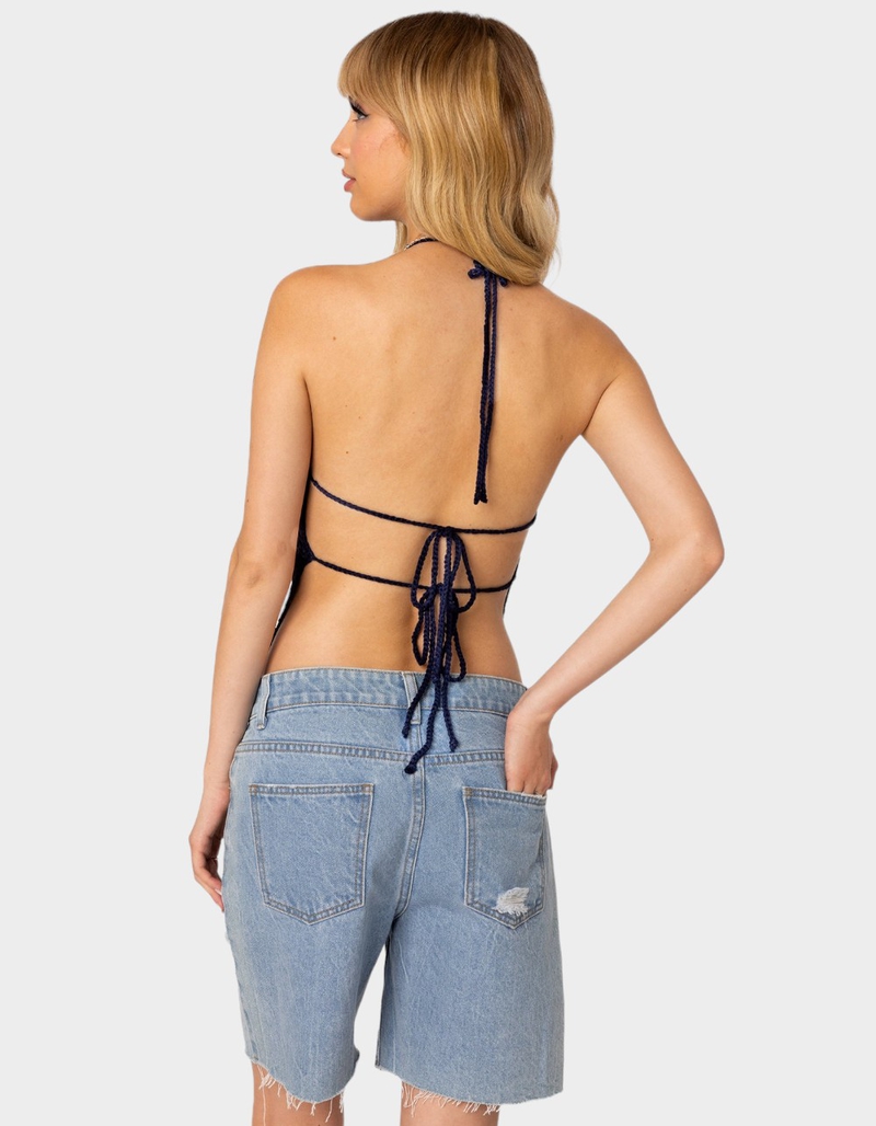 EDIKTED Jada Open Back Crochet Top image number 4