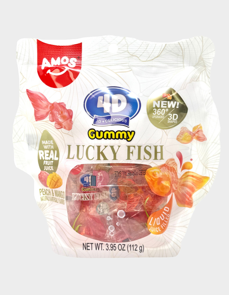 AMOS 4D Lucky Fish Peach & Mango Gummy Candy image number 0