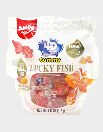 AMOS 4D Lucky Fish Peach & Mango Gummy Candy Primary Image