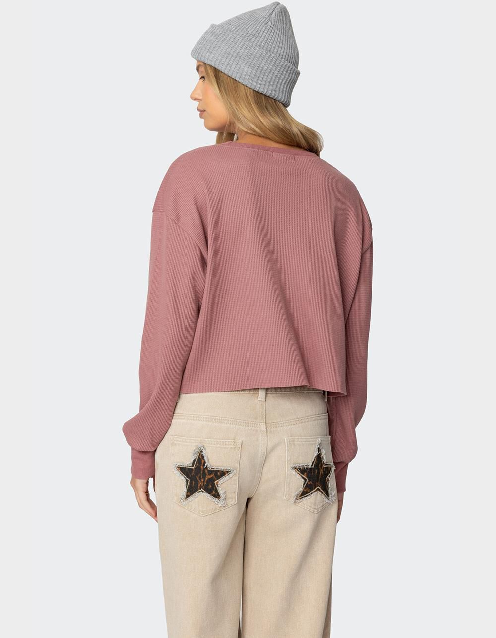 EDIKTED 88 Waffle Long Sleeve Tee - PURPLE | Tillys