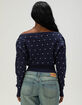 RSQ Womens Off The Shoulder Dot Banded Bottom Sweater image number 4