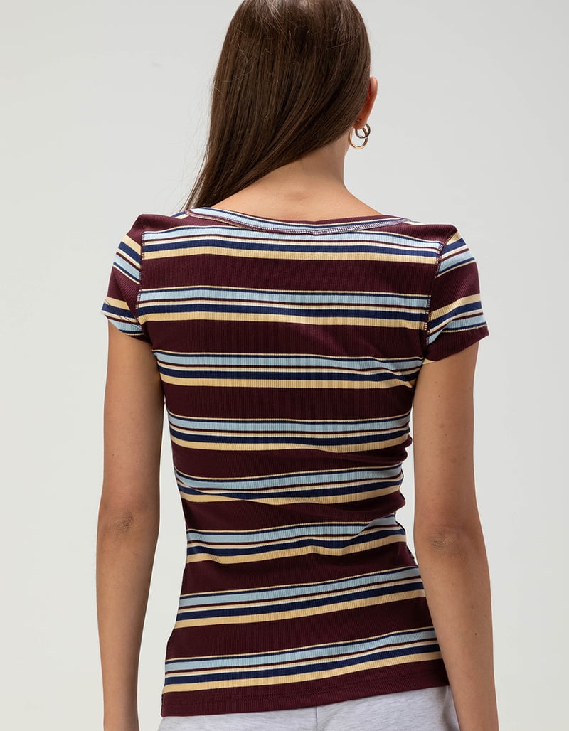 RSQ Womens Stripe Henley Top image number 3