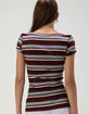 RSQ Womens Stripe Henley Top image number 4