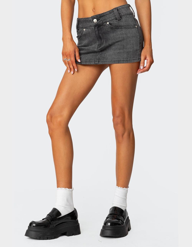 EDIKTED Bev Stretchy Denim Micro Skirt image number 3