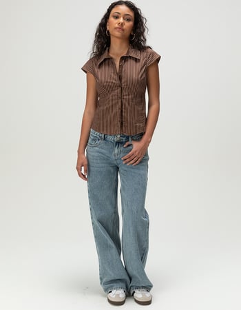 RSQ Womens Low Rise Double Button Baggy Jeans Primary Image