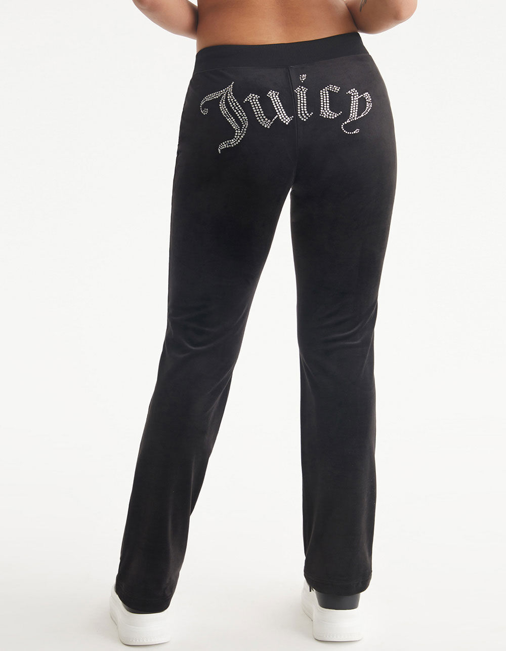 【Juicy Couture】 OG BIG BLING VELOUR Track Pants Black JUICY COUTURE OG Big Bling Womens Velour Track Pants - BLACK