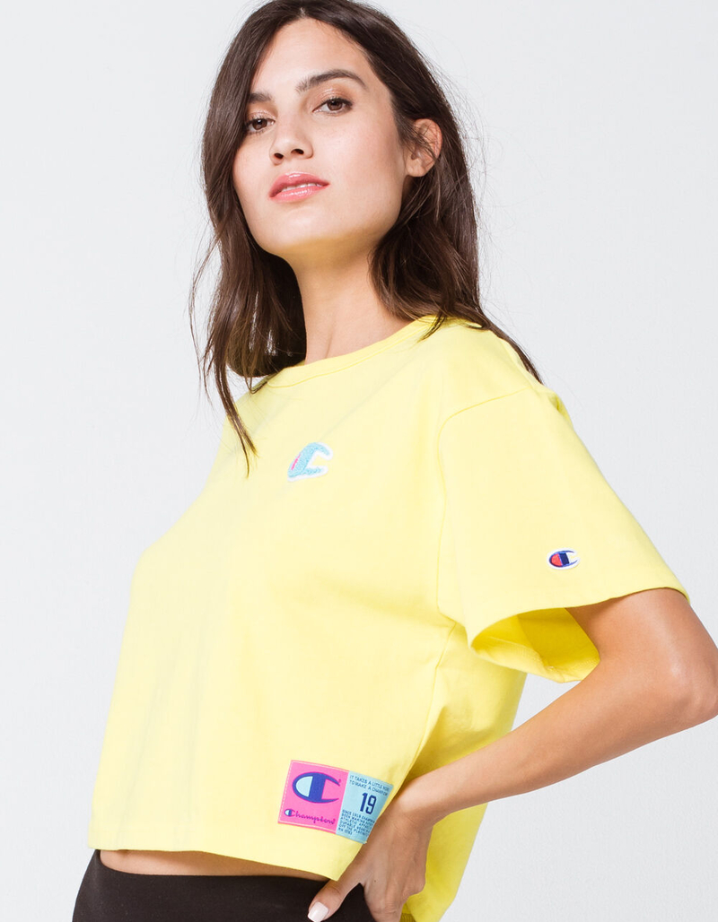 CHAMPION Heritage Yellow Womens Crop Tee image number 1