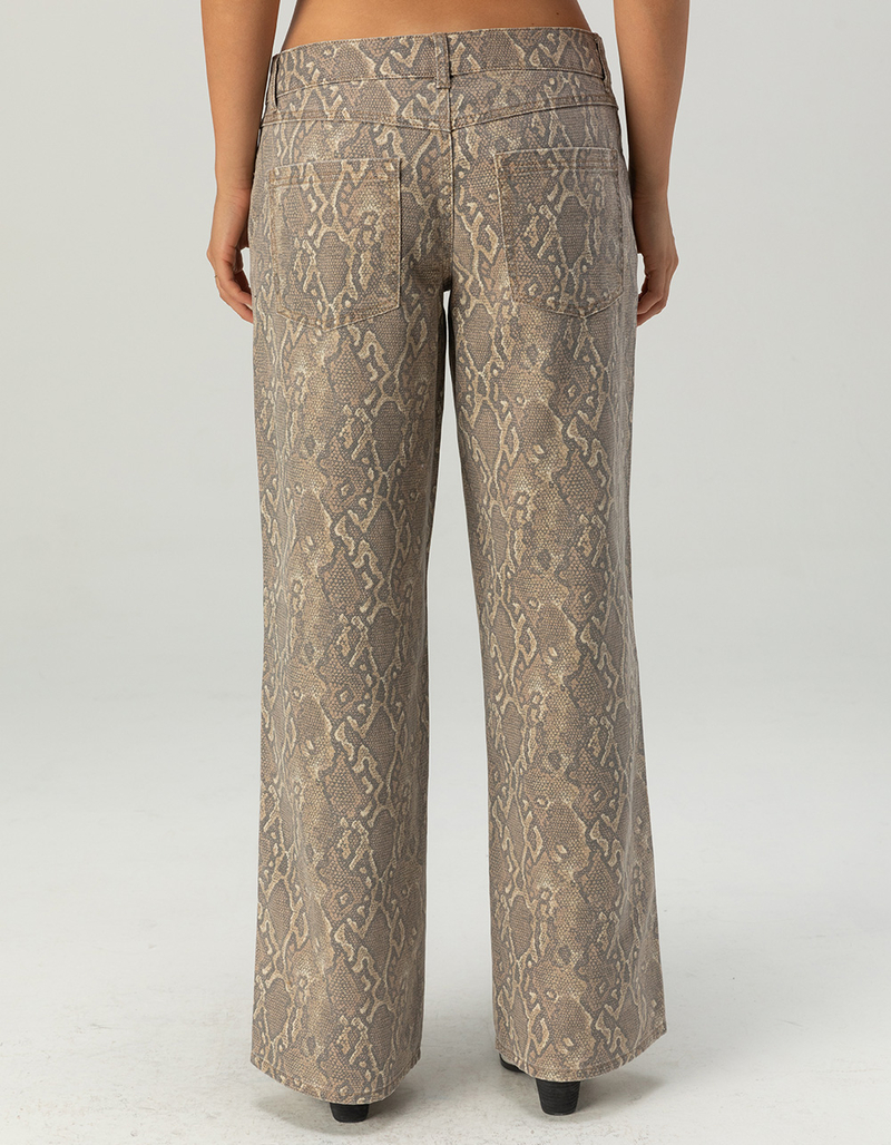 WEST OF MELROSE Snake Low Rise Womens Baggy Jeans - TAN