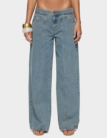 EDIKTED Stitch & Pleat Low Rise Jeans Primary Image
