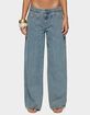 EDIKTED Stitch & Pleat Low Rise Jeans image number 1