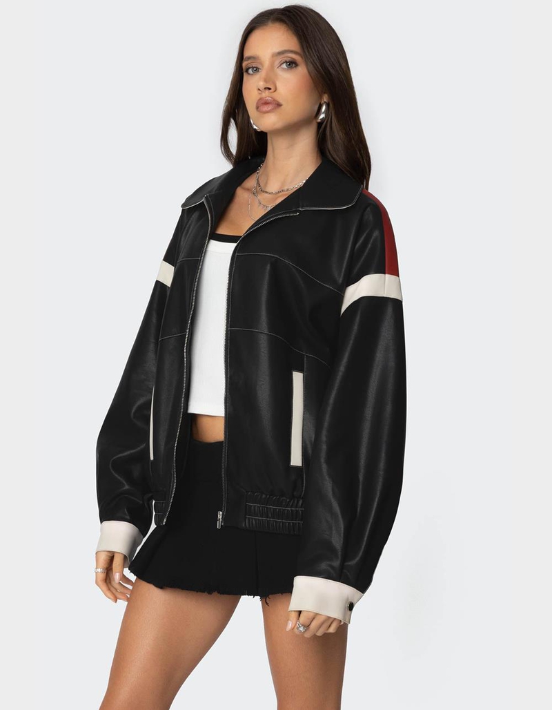EDIKTED North Star Faux Leather Jacket image number 4