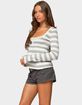 EDIKTED Lockie Striped Knit Babydoll Top image number 2