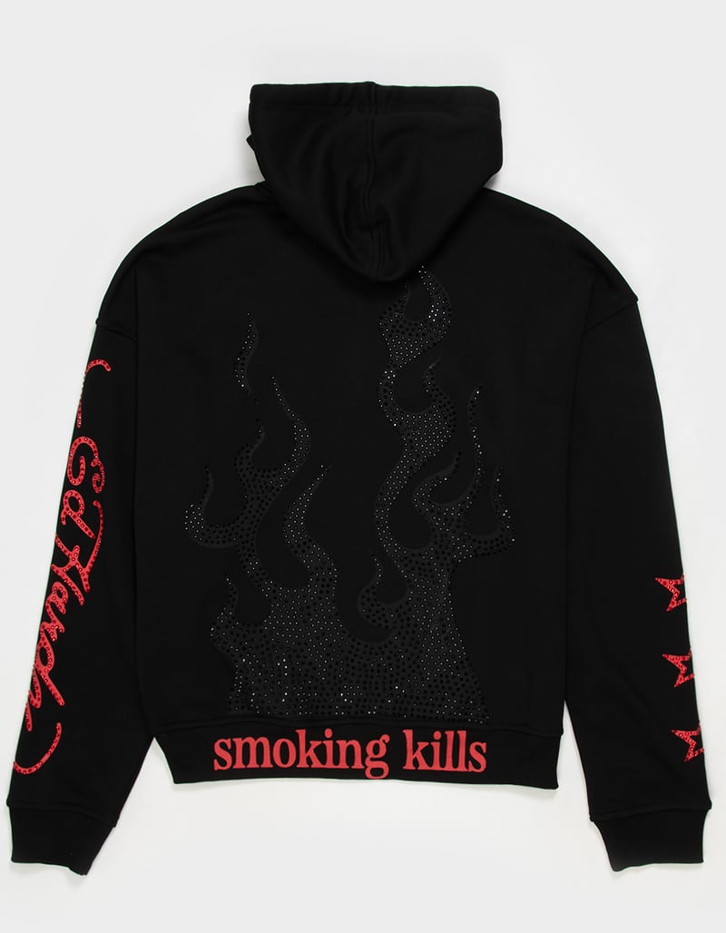 ED HARDY x MGK Flames Rhinestone Mens Zip-Up Hoodie image number 1