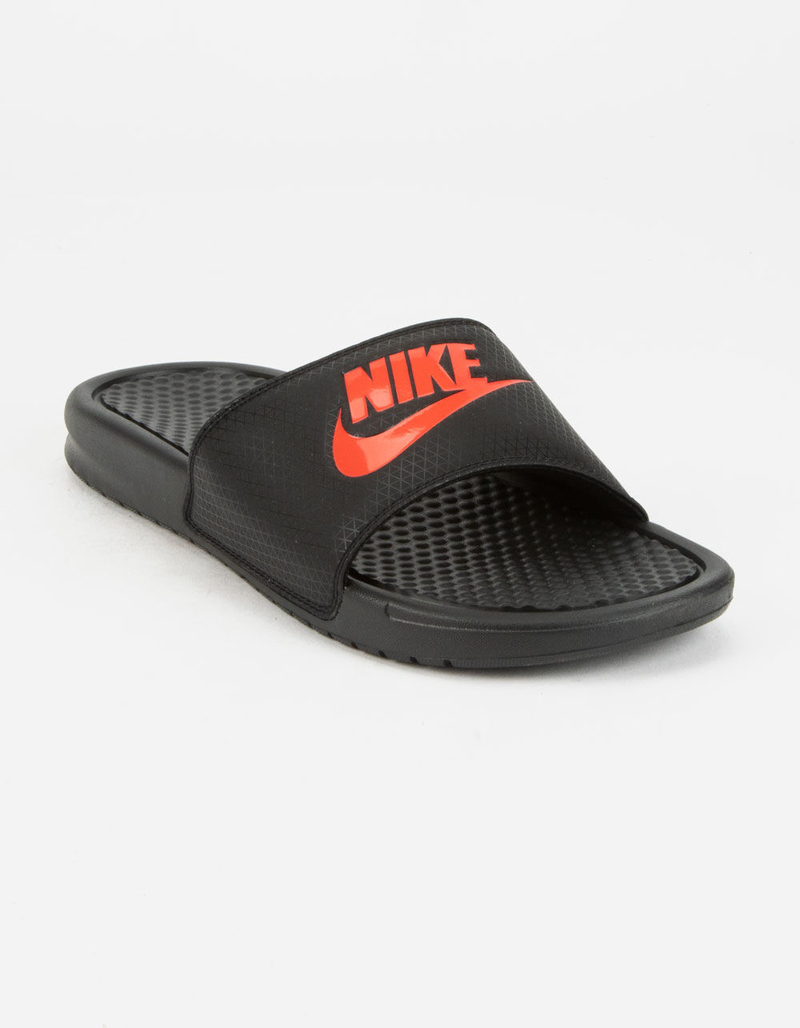 NIKE Benassi JDI Mens Black & Red Slide Sandals image number 0
