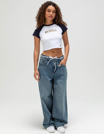 HYPE AND VICE University Of Michigan Womens Raglan Crop Tee Alternative Image