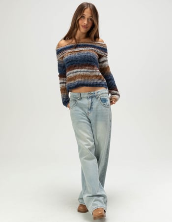 RSQ Womens Off The Shoulder Space Dye Sweater Alternative Image