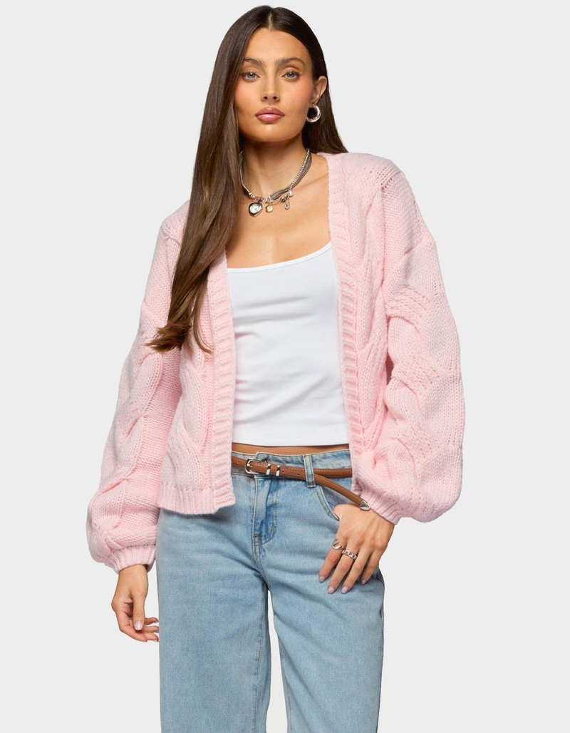 EDIKTED Braiden Chunky Cable Knit Cardigan image number 0