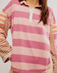 FREE PEOPLE Aster Womens Oversized Stripe Long Sleeve Polo Shirt image number 4