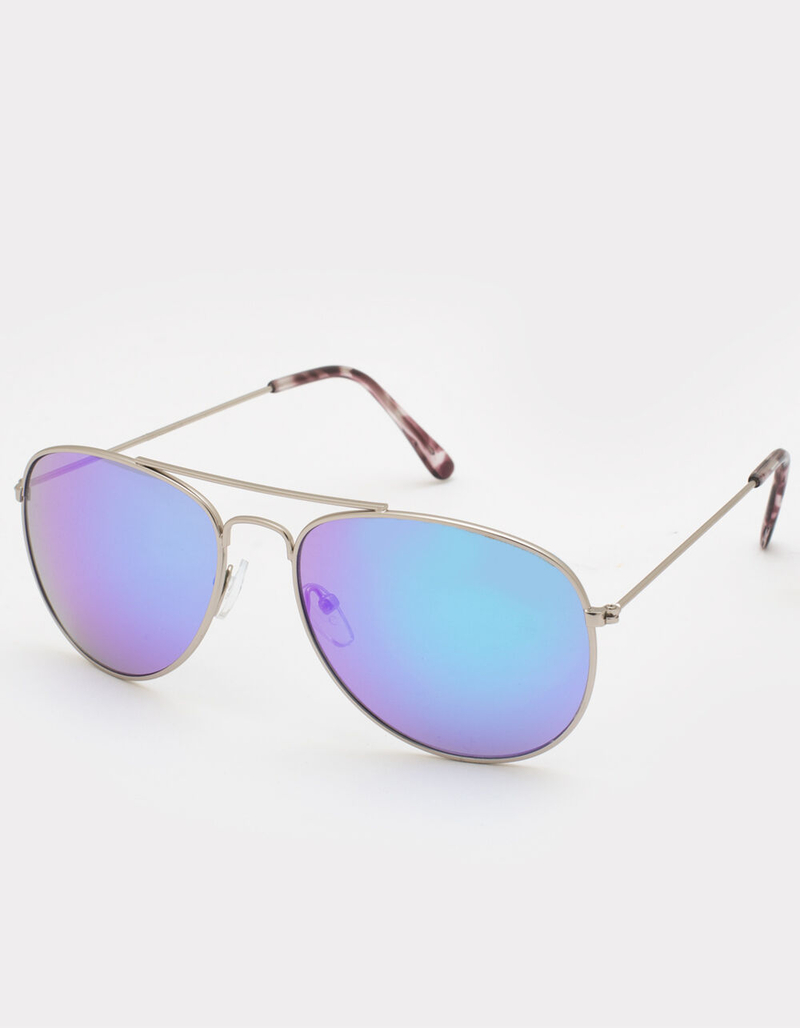 Purple Lens Metal Aviator Sunglasses image number 0