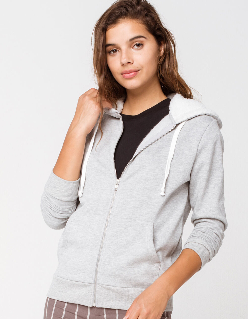SKY AND SPARROW Zip Up Cozy Heather Gray Womens Hoodie image number 0