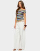 EDIKTED Irenea Striped Knit Off Shoulder Top image number 4