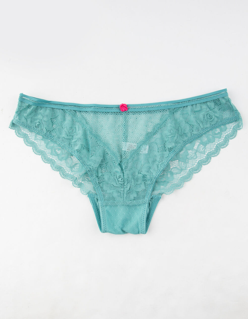 FULL TILT Flower Lace Teal Blue Bikini Panties image number 0