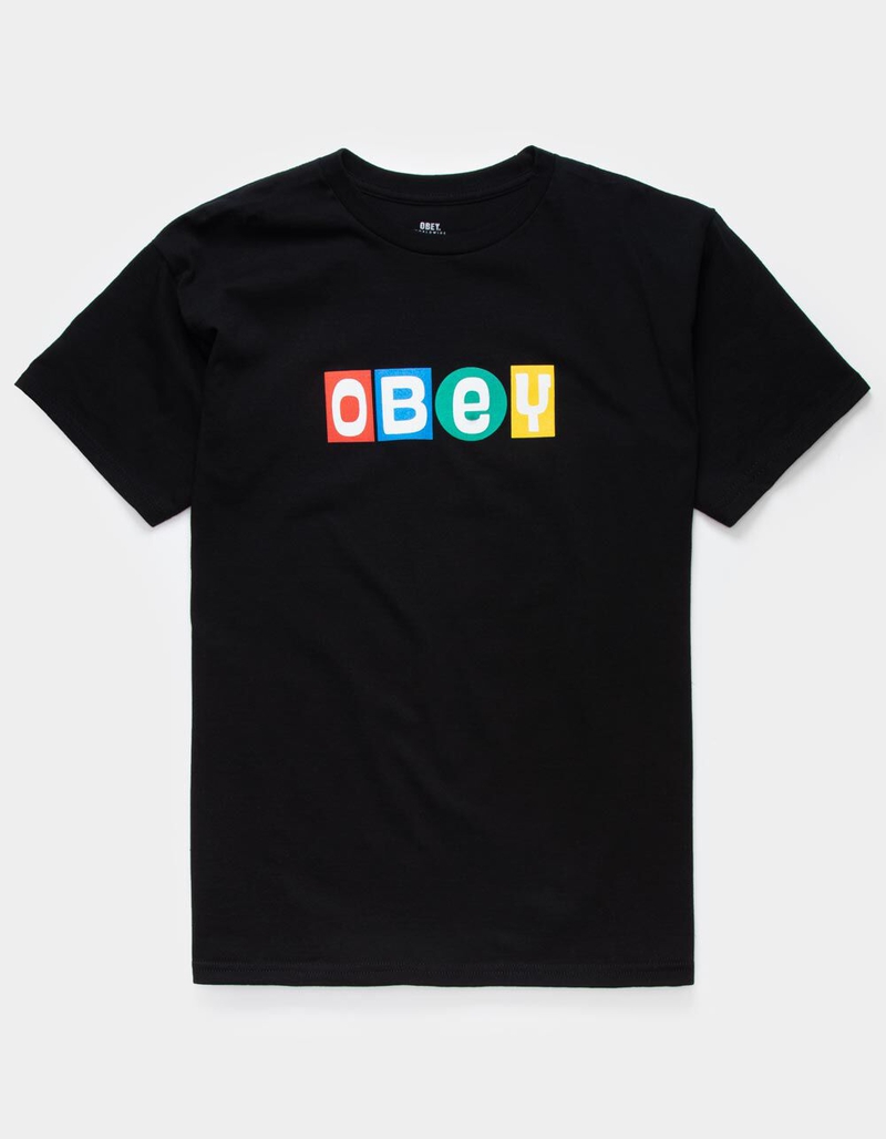 OBEY Toy Block Mens Black T-Shirt image number 0