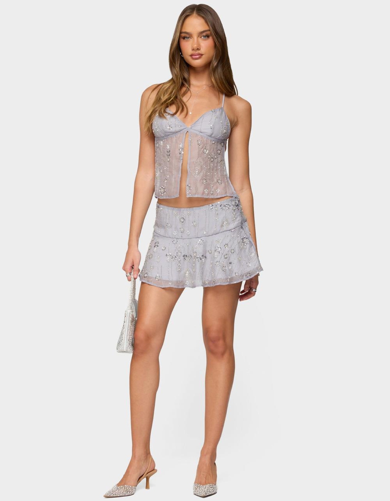 EDIKTED Kylie Beaded Split Front Backless Top image number 4