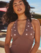FULL TILT Womens Embroidered Halter Dress image number 7