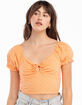 RSQ Womens Eyelet Keyhole Puff Sleeve Top image number 3